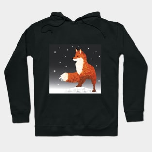 A fox, on a winter night with snowflakes Hoodie